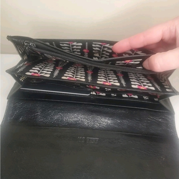 ANNA SUI Rose Cluth Wallet Genuine Cowhide Leather Rhinestone Bill Fold Japan - Picture 12 of 14